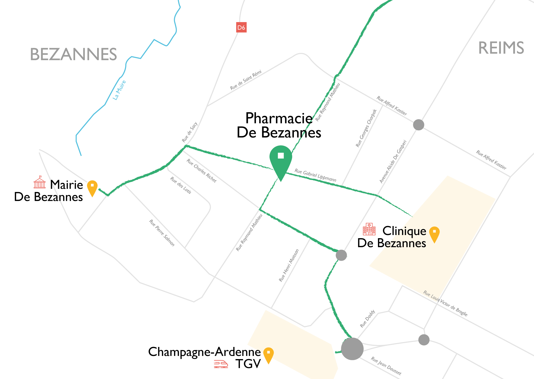 plan pharmacie de bezannes comment aller à la pharmacie de bezannes ?